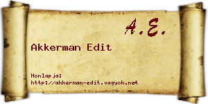 Akkerman Edit névjegykártya
